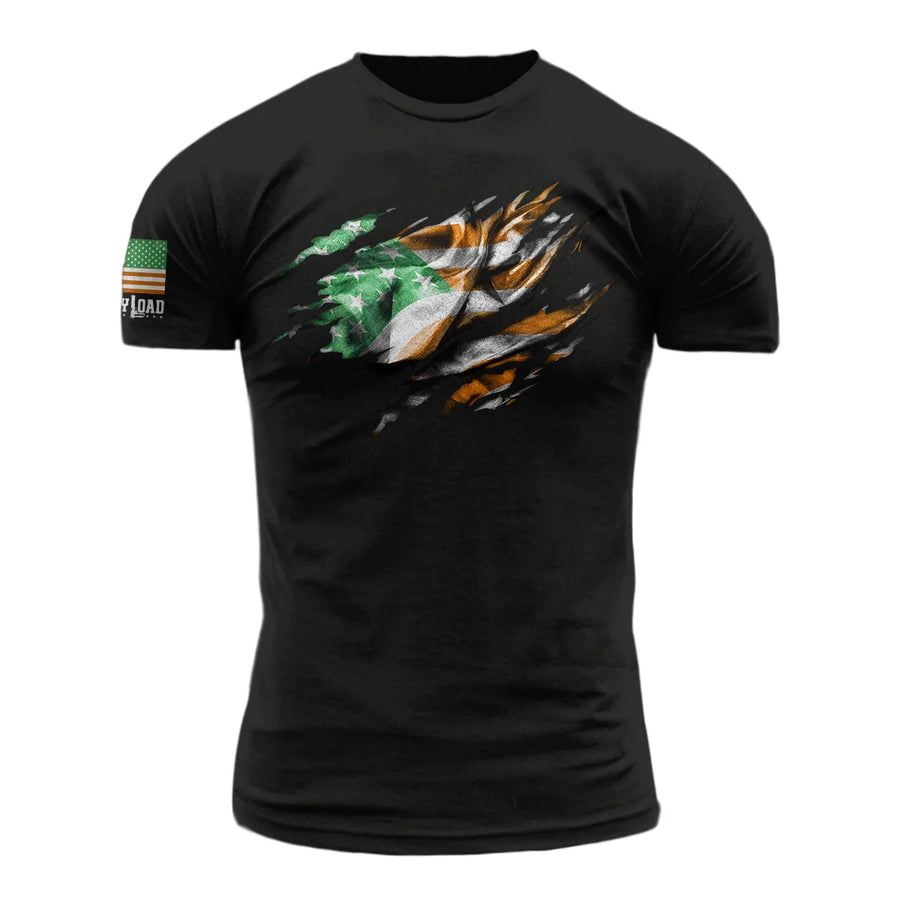 Irish American Rip Flag - T-Shirt