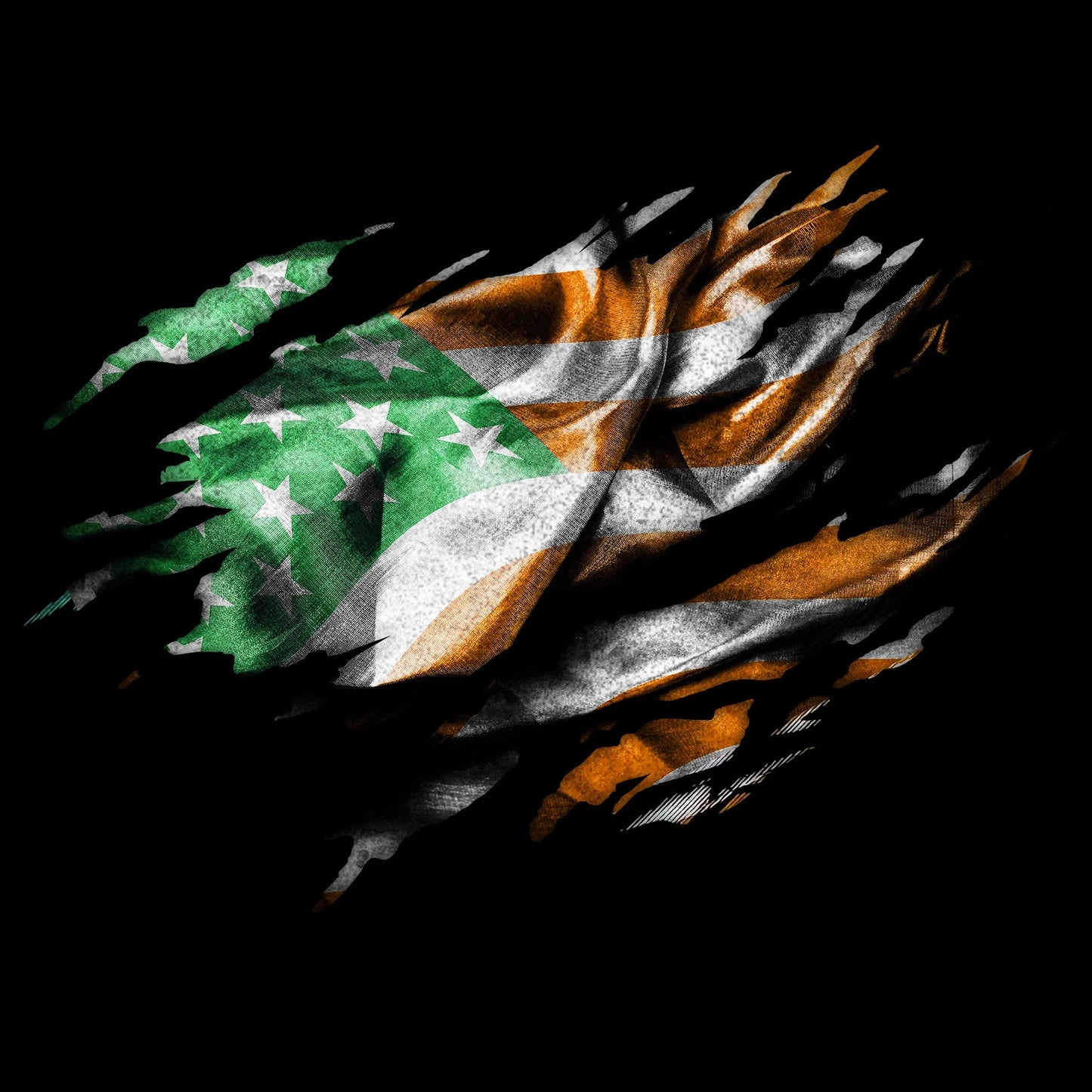 Irish American Rip Flag - T-Shirt