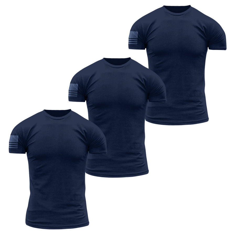 Premium Fabric Basic T-Shirts - Navy - 3 Pack