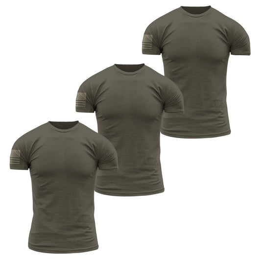Premium Fabric Basic T-Shirts - Military Green - 3 Pack