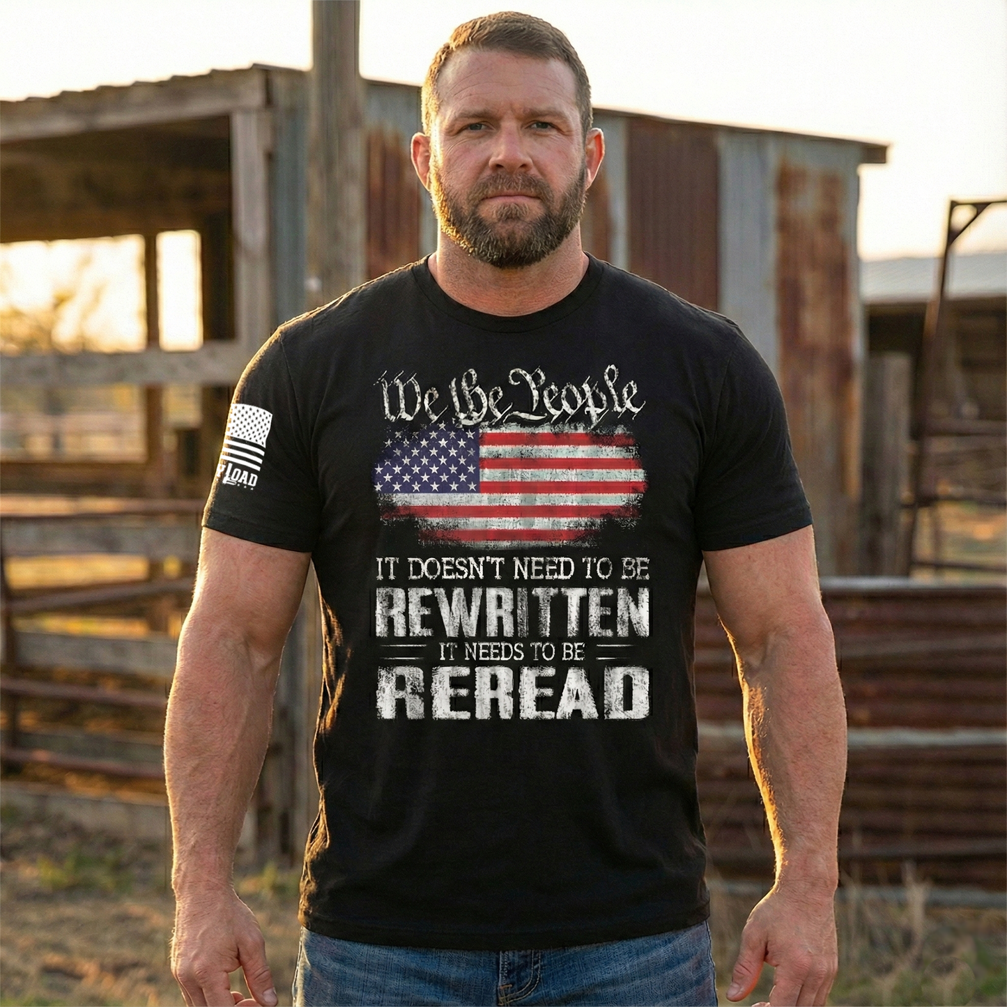We The People American Flag Reread Not Rewritten - T-Shirt