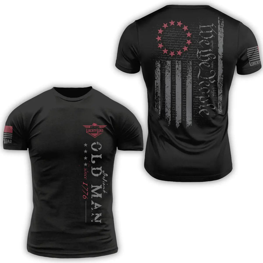 Defiant Old Man 1776 Flag - T-Shirt